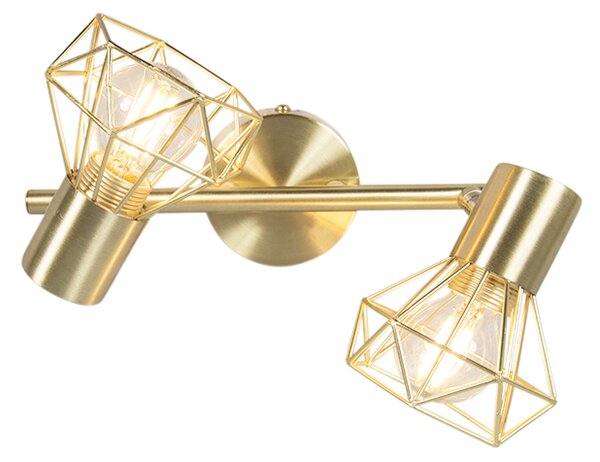 Spotlight Art Deco din alamă, reglabil pe înălțime și rotire, cu 2 lumini - Mosh