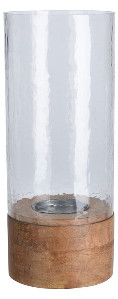 Candela Mango din lemn si sticla 15x37 cm