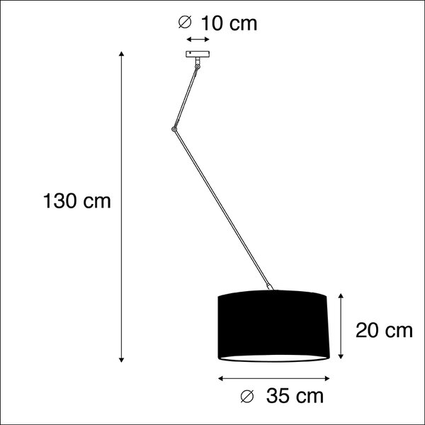 Lampă suspendată neagră cu abajur din catifea ocru cu auriu 35 cm - Blitz
