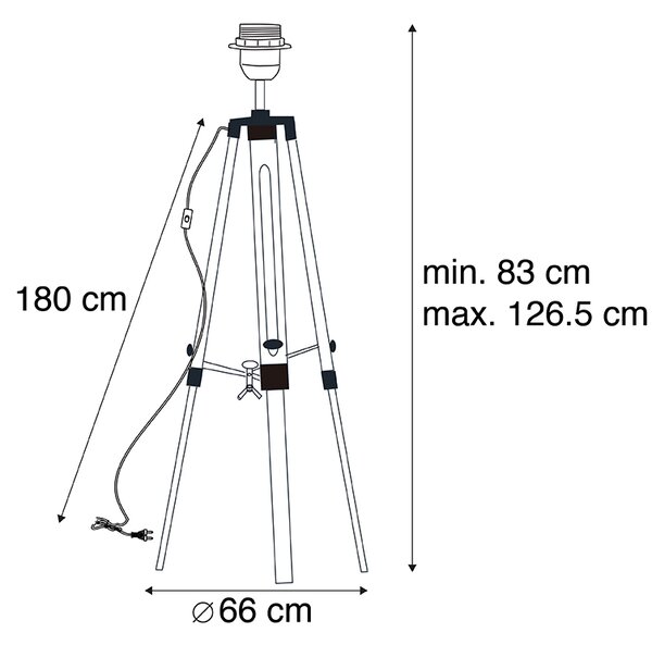 Lampă de podea neagră fără abajur - Tripod