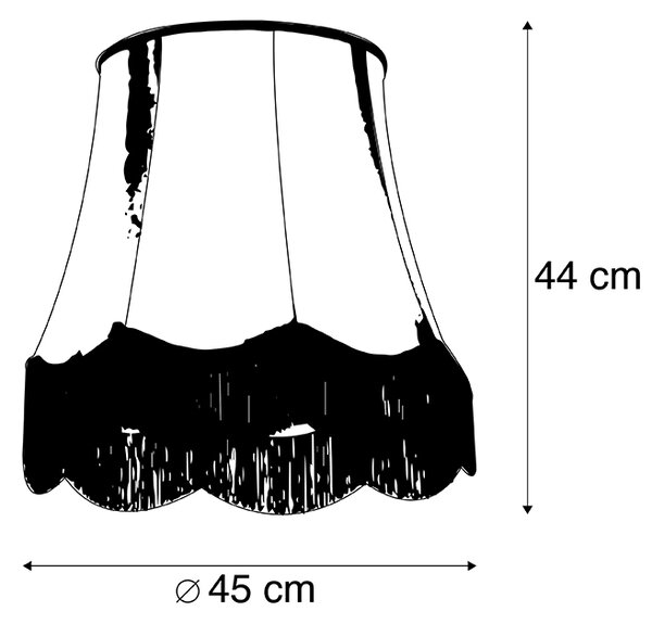 Abajur din mătase negru cu gri 45 cm - Granny