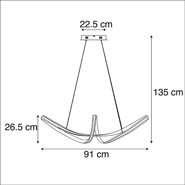 Lampă pendantă de design din oțel reglabilă cu LED inclus - Viola Due