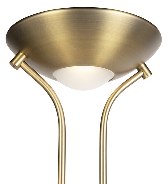 Lampă de podea din bronz cu lampă de citit cu LED și dimmer - Diva 2
