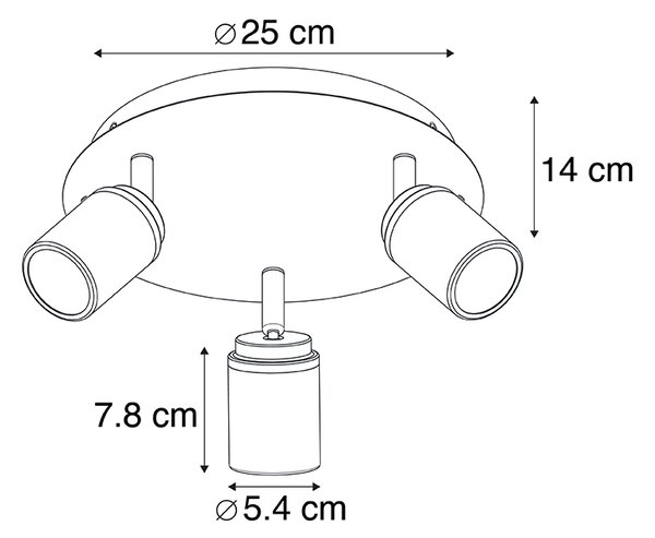 Spot modern pentru baie din oțel cu 3 lumini IP44 - Ducha