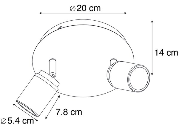 Spotlight modern pentru baie din oțel cu 2 lumini IP44 - Ducha