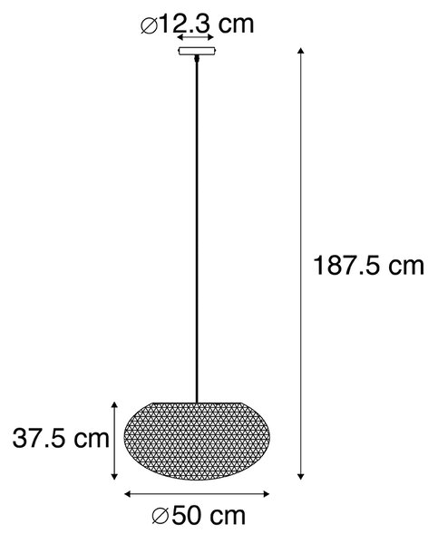 Lampă suspendată rustică albă 50 cm - Corda Flat