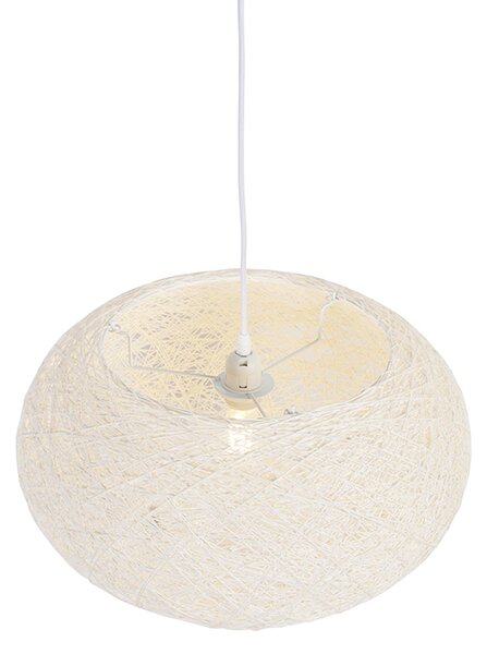 Lampă suspendată rustică albă 50 cm - Corda Flat