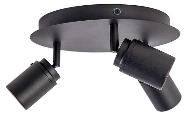 Spotlight modern pentru baie negru cu 3 lumini IP44 - Ducha
