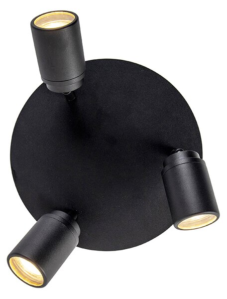 Spotlight modern pentru baie negru cu 3 lumini IP44 - Ducha