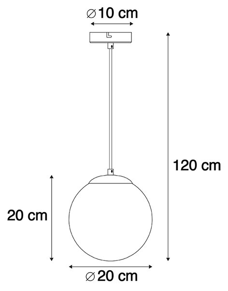 Lampă suspendată Art Deco din alamă cu sticlă roz 20 cm - Pallon