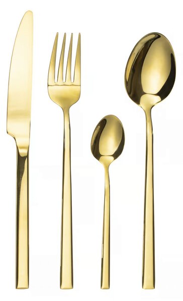 Set tacamuri inox, 24 piese, 6 persoane, auriu, Como