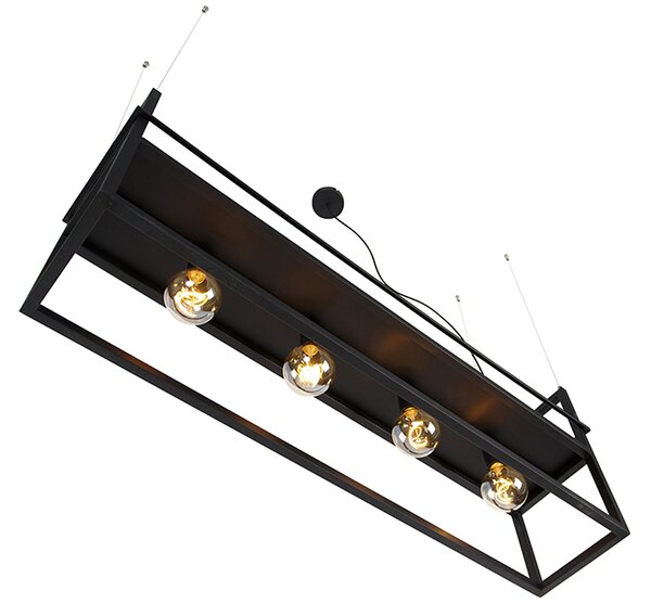 Lampă suspendată industrială neagră cu raft mare 4 lumini - Cage Rack