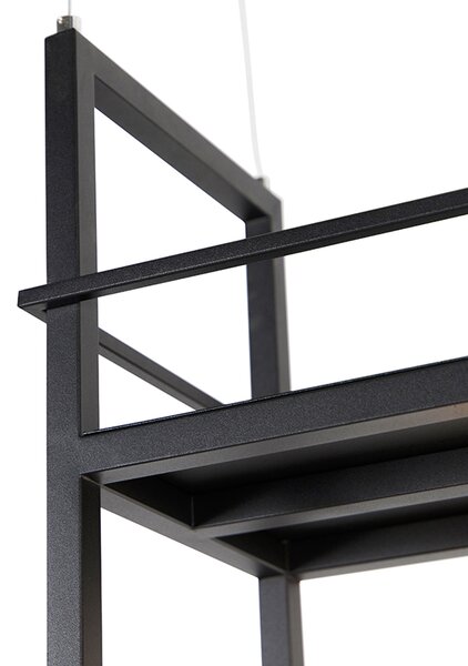 Lampă suspendată industrială neagră cu raft mare 4 lumini - Cage Rack