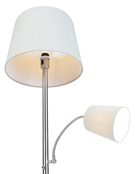 Lampă de podea clasică din oțel cu abajur gri și lampă de citit - Retro