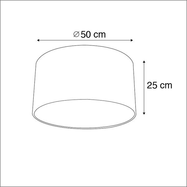 Abajur din catifea galben 50/50/25 cu interior auriu