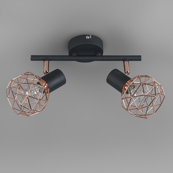 Spotlight modern negru cu cupru 2 lumini - Mesh