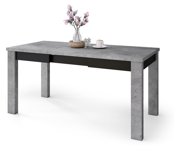 Mazzoni FONTE Beton Millennium / Negru Mat - MASĂ CLASICĂ DE BUCĂTĂRIE/LIVING EXTENSIBILĂ PÂNĂ LA 130 sau 155 cm!