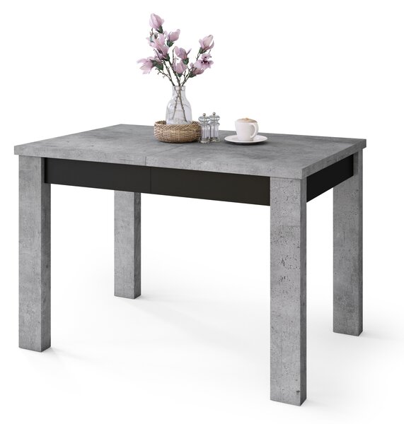 Mazzoni FONTE Beton Millennium / Negru Mat - MASĂ CLASICĂ DE BUCĂTĂRIE/LIVING EXTENSIBILĂ PÂNĂ LA 130 sau 155 cm!