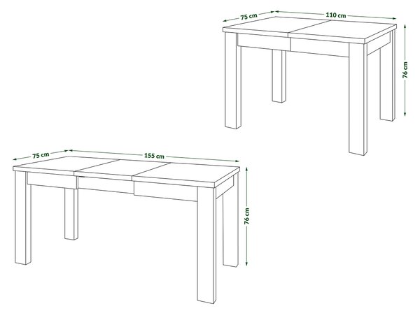 Mazzoni FONTE Beton Deschis Atelier / Alb Mat - MASĂ CLASICĂ DE BUCĂTĂRIE/LIVING EXTENSIBILĂ PÂNĂ LA 130 sau 155 cm!