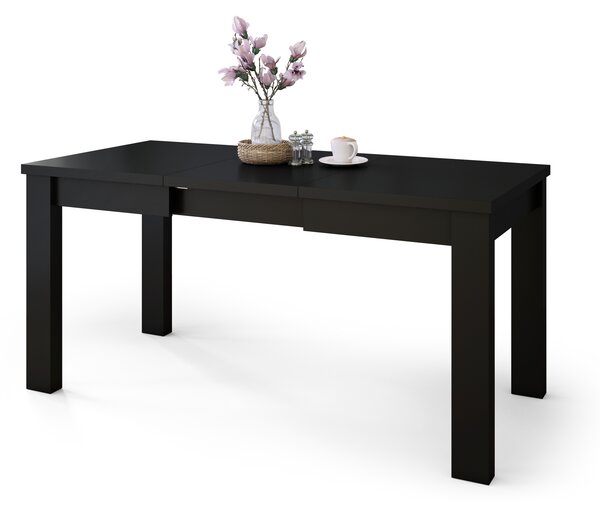 Mazzoni FONTE Negru Mat - MASĂ CLASICĂ DE BUCĂTĂRIE/LIVING EXTENSIBILĂ PÂNĂ LA 130 sau 155 cm!