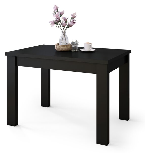 Mazzoni FONTE Negru Mat - MASĂ CLASICĂ DE BUCĂTĂRIE/LIVING EXTENSIBILĂ PÂNĂ LA 130 sau 155 cm!