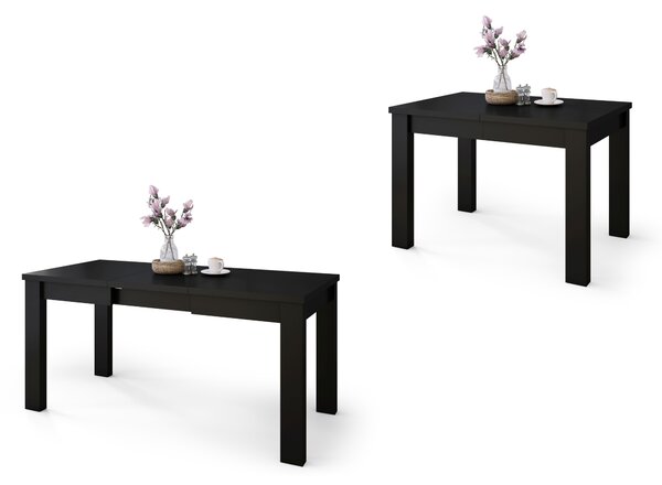 Mazzoni FONTE Negru Mat - MASĂ CLASICĂ DE BUCĂTĂRIE/LIVING EXTENSIBILĂ PÂNĂ LA 130 sau 155 cm!