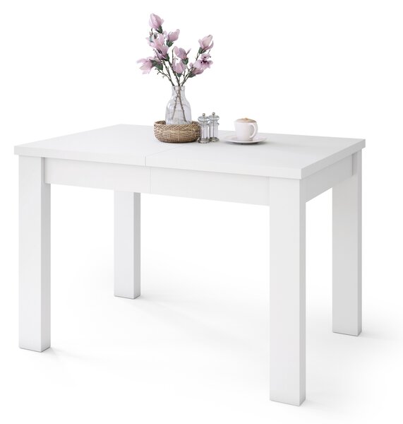 Mazzoni FONTE Alb Mat - MASĂ CLASICĂ DE BUCĂTĂRIE/LIVING EXTENSIBILĂ PÂNĂ LA 130 sau 155 cm!