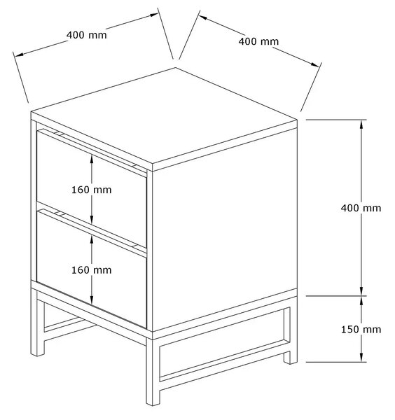 Noptiera Oliva cu 2 sertar culoare nuc 55 cm
