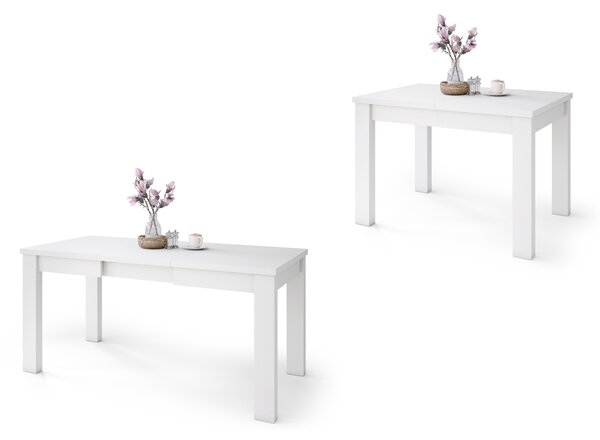 Mazzoni FONTE Alb Mat - MASĂ CLASICĂ DE BUCĂTĂRIE/LIVING EXTENSIBILĂ PÂNĂ LA 130 sau 155 cm!