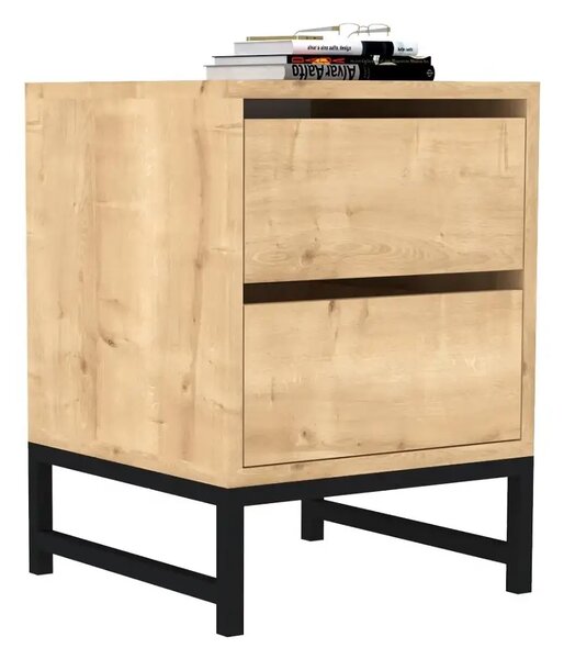 Noptiera Oliva cu 2 sertar culoare nuc 55 cm