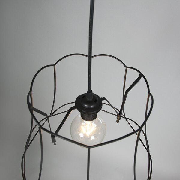 Lampă suspendată retro neagră 40 cm - Granny Frame