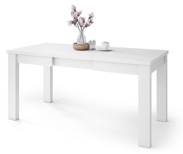 Mazzoni FONTE Alb Mat - MASĂ CLASICĂ DE BUCĂTĂRIE/LIVING EXTENSIBILĂ PÂNĂ LA 130 sau 155 cm!