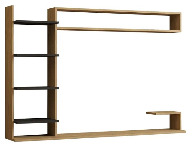 Comoda tv pentru perete cu raft, culoare nuc si antracit 180 cm