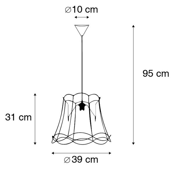 Lampă suspendată retro neagră 40 cm - Granny Frame