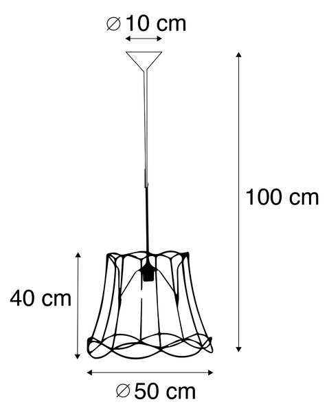 Lampă suspendată retro neagră 50 cm - Granny Frame