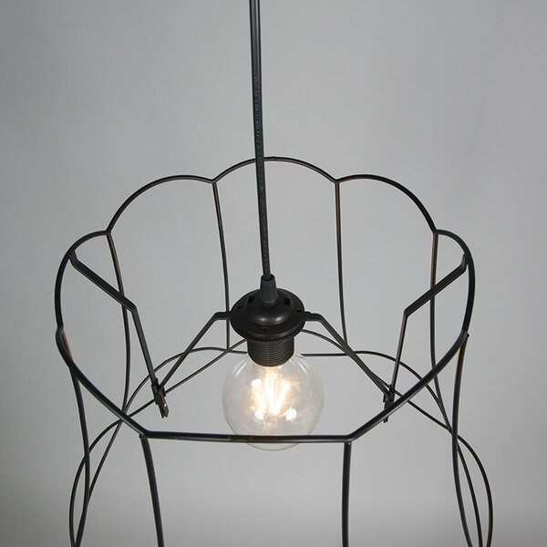 Lampă suspendată retro neagră 45 cm - Granny Frame