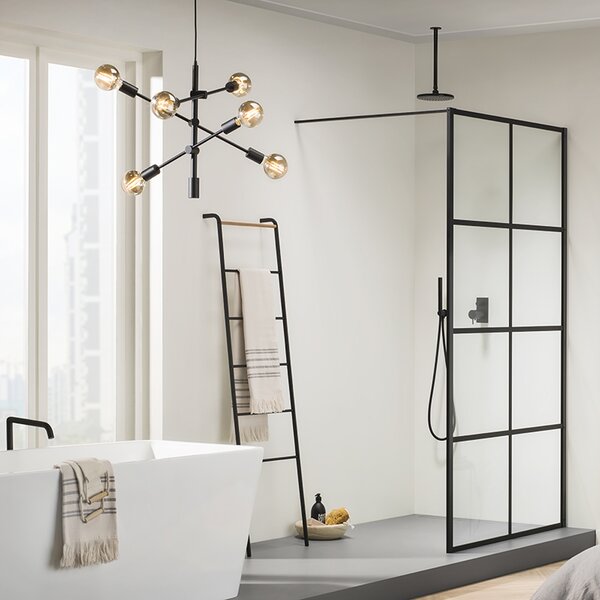 Lampă industrială suspendată neagră cu 6 lumini - Sydney