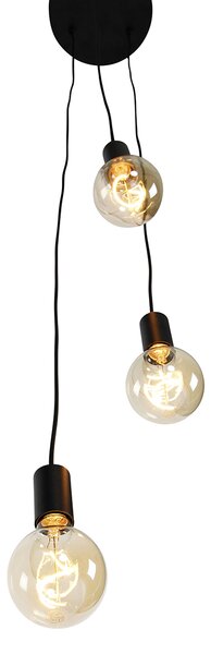 Lampă suspendată industrială neagră cu 3 lumini - Facil