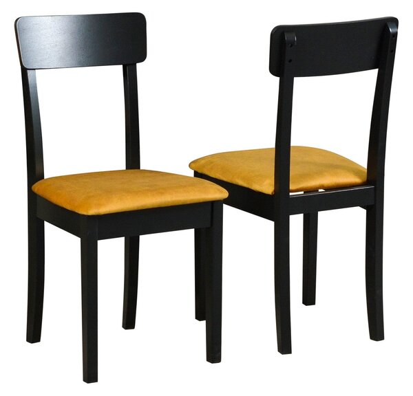 Scaun HUGO 1, galben mustar/negru, stofa catifelata/lemn de fag, 43x40x86 cm