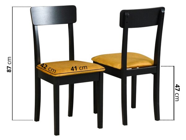 Scaun HUGO 1, galben mustar/negru, stofa catifelata/lemn de fag, 43x40x86 cm