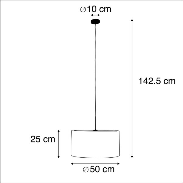 Lampă suspendată neagră cu abajur din catifea galbenă cu auriu 50 cm - Combi