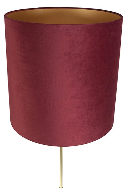 Lampă de podea auriu/alamă cu abajur roșu din catifea 40/40 cm - Parte