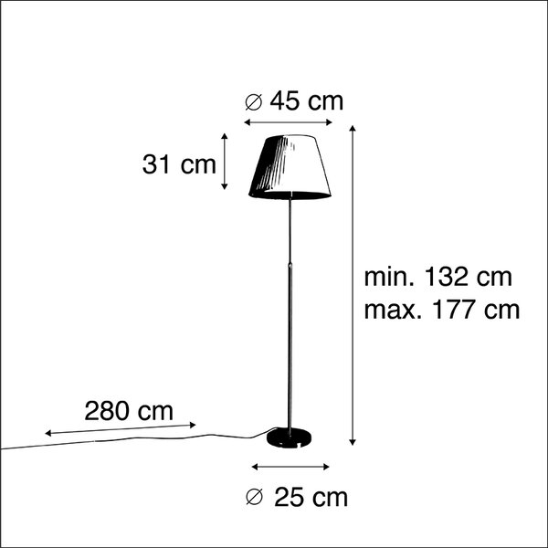 Lampă de podea din bronz cu abajur plisat crem 45 cm reglabil - Parte