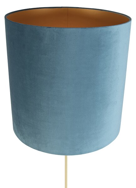 Lampă de podea auriu/alamă cu abajur din catifea albastră 40/40 cm - Parte