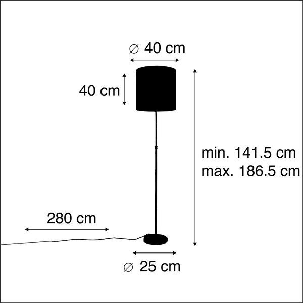 Lampă de podea auriu/alamă cu abajur din catifea roz 40/40 cm - Parte