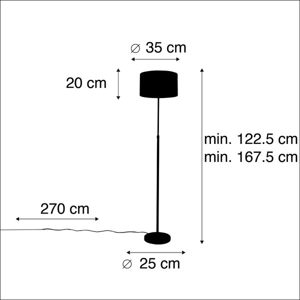 Lampă de podea neagră cu abajur din catifea galben ocru cu auriu 35 cm - Parte