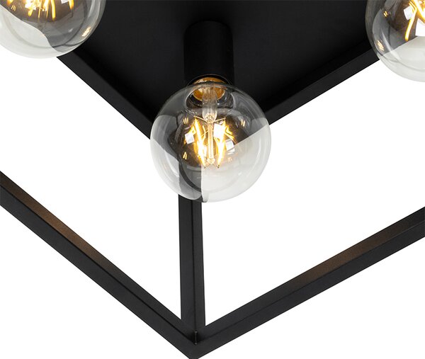 Plafoniera industriala neagra 40 cm 4 lumini - Cage