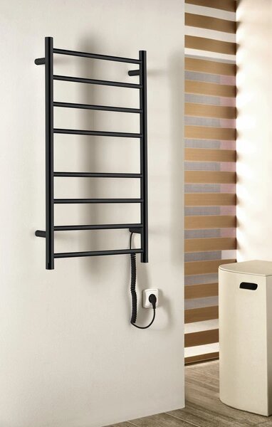 Sapho , uscator de prosoape electric REDONDO, rotund, 500x900 mm, 75 W, mat negru, ER220BV