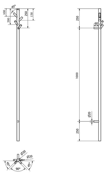 Sapho , uscator de prosoape electric PASADOR, rotund, 150x1500 mm, 30 W, otel inoxidabil lustruit, ER175V