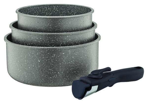 Set oale cu maner detasabil, 4 piese, invelis Qualum Basic Stone, Silverstone